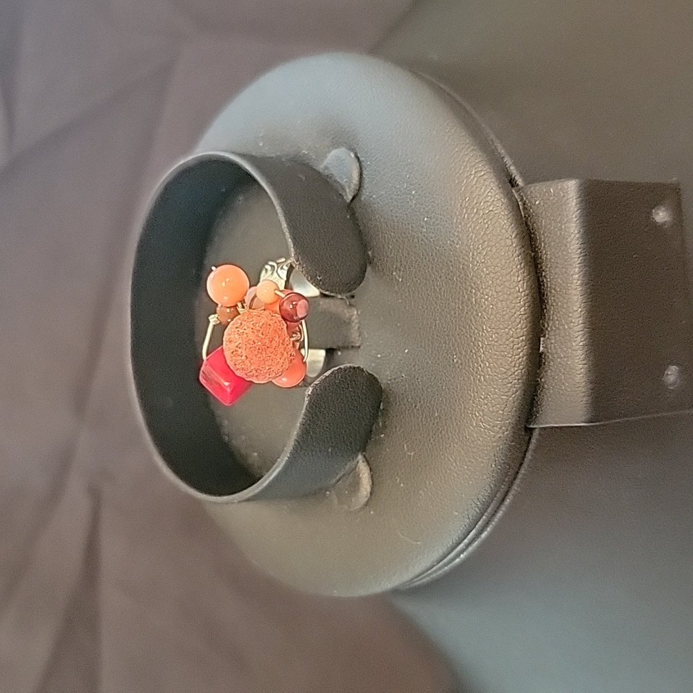 Sterling and coral ring